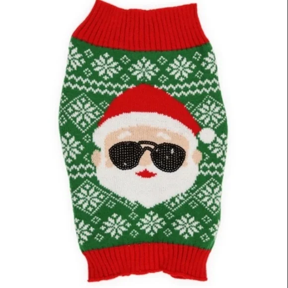 holiday Christmas sweater cool sunglasses Santa ugly Christmas sweater dog cat - Picture 3 of 17